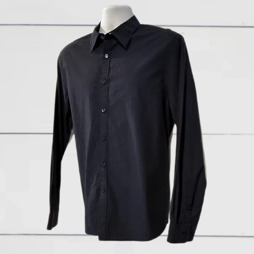 Kenneth Cole New York Men’s Blue Dress Shirt with Tonal Stripes - Size Large